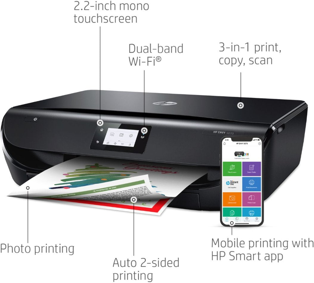 HP - ENVY 5070 Inkjet Printer - Black